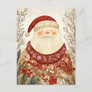 Festive Santa Clause Christmas Greeting Postcard