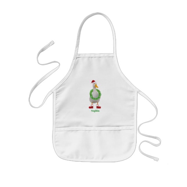Festive Santa Duck Personalised Kids Apron (Front)