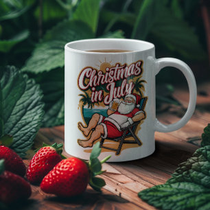 Festive Santa Enjoying Beer in July Coffee Mug