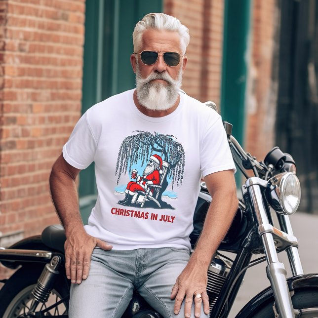 Festive Santa Enjoying Summer Cheers T-Shirt (Creator Uploaded)