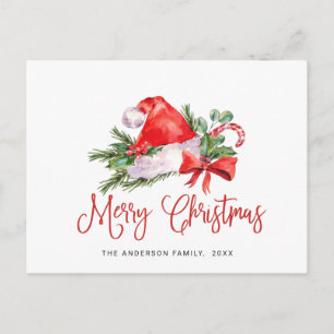 Festive Santa Hat Christmas Greeting Holiday Postc Postcard