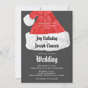 Festive Santa Hat Christmas Wedding Announcement