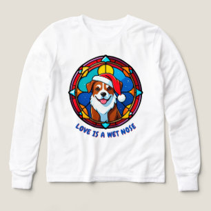 Festive Santa Hat Dog Cartoon