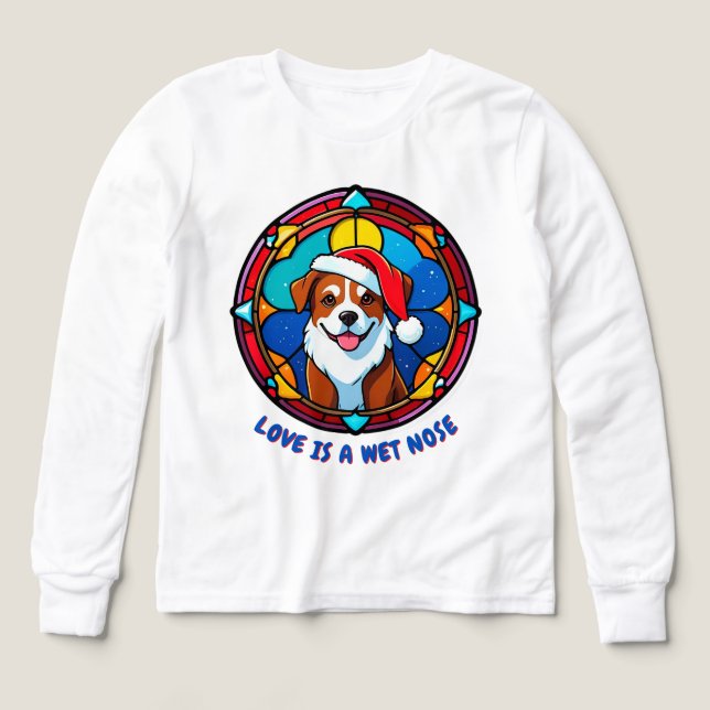 Festive Santa Hat Dog Cartoon (Design Front)