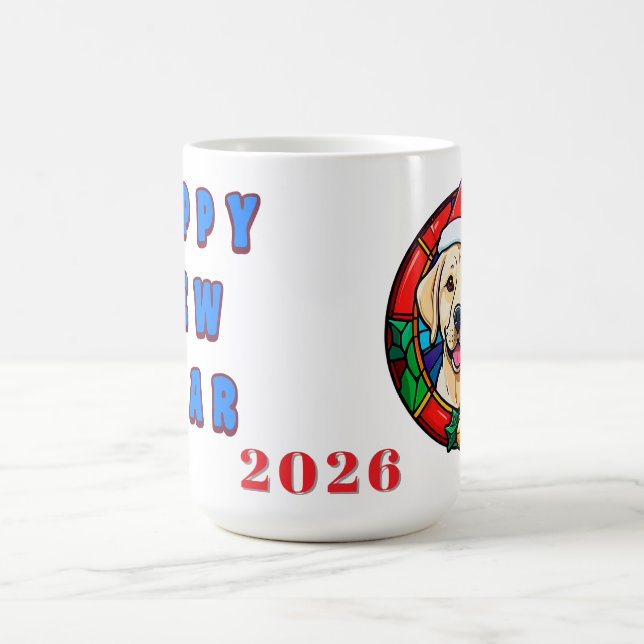 Festive Santa Hat Dog Cartoon Coffee Mug (Center)