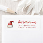 Festive Santa Hat Return Address Label<br><div class="desc">Festive watercolor Santa hat,  holiday address labels.</div>