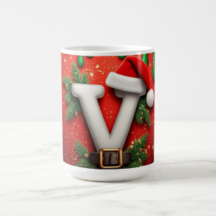 Festive Santa Hat V For Winter Decor Coffee Mug