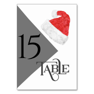 Festive Santa Hats Wedding Design Table Number