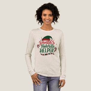 Festive Santa Helper Christmas Women’s Long Sleeve Tri-Blend Shirt