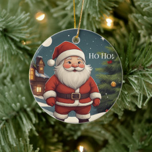 Festive Santa Ho Ho Merry Christmas Ornament