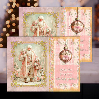 Festive Santa in Pink – Decoupage Tissue Paper