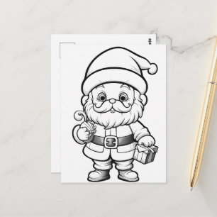 Festive Santa kids colouring  Postcard