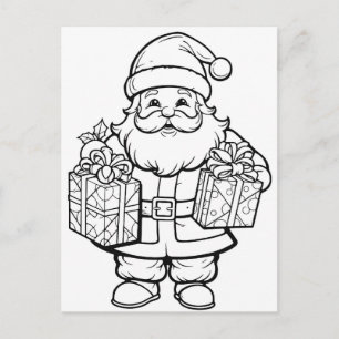 Festive Santa kids colouring  Postcard