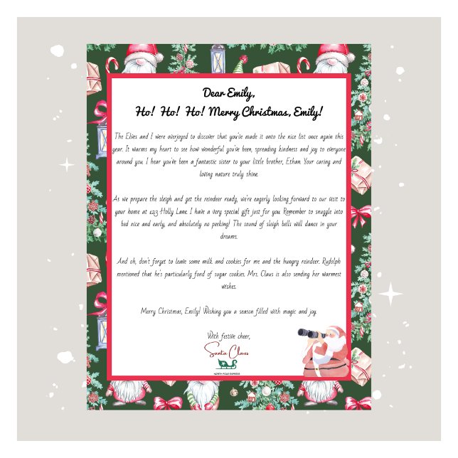 Festive Santa Letter for Your Child Pattern Holiday Card (Creator Uploaded)