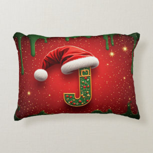 Festive Santa Letter J Red Hat Belt  Decorative Cushion
