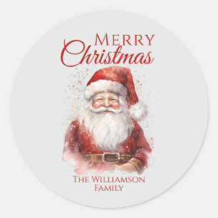Festive Santa Merry Christmas Classic Round Sticker