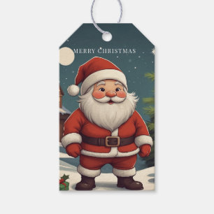 Festive Santa Merry Christmas Holiday Gift Tag