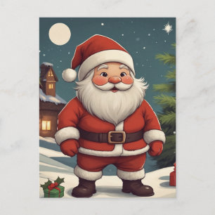 Festive Santa Merry Christmas Holiday Postcard