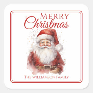 Festive Santa Merry Christmas  Square Sticker
