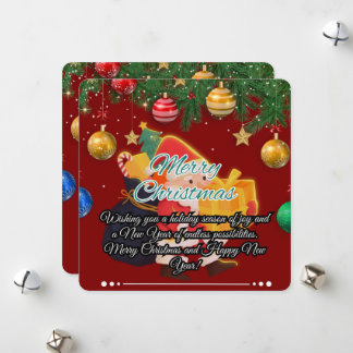 Festive Santa & Ornaments Christmas  Holiday Card