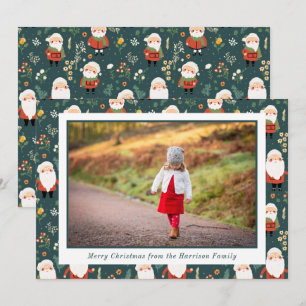 Festive Santa Pattern Christmas Photo Holiday Card