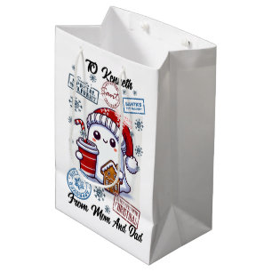 Festive Santa Sack With Holiday Stickers Medium Gift Bag