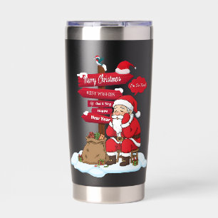 Festive Santa Signpost 11 oz Dual Tone Ceramic Mug Insulated Tumbler