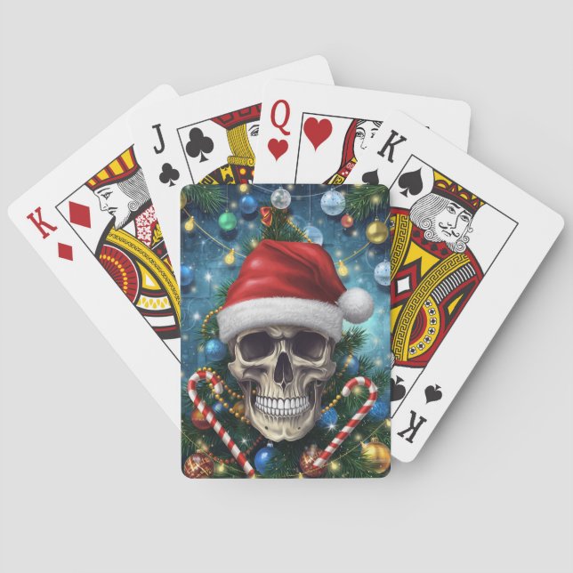 Festive Santa Skull Playing Cards (Back)
