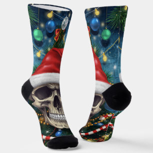 Festive Santa Skull Socks