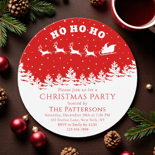 Festive Santa Sleigh Christmas Party Invitation