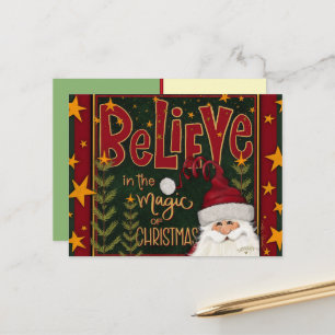 Festive Santa Stars Believe Inspirivity Postcard
