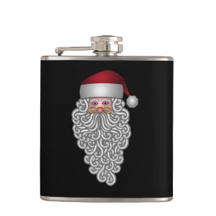 Festive Santa with Curly Beard Hip Flask