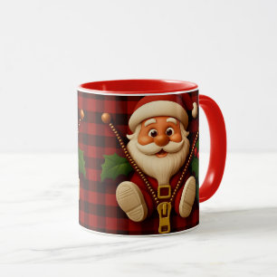 Festive Santa Zipper   Plaid Christmas Drinkware Mug