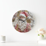 Festive Santa's artistic portrayal Large Clock<br><div class="desc">A beautifully crafted relief sculpture of Santa Claus captures the warmth and joy of the holiday season. With intricate details highlighting his iconic beard and rosy cheeks,  this artwork showcases Santa's iconic red attire and jovial expression.</div>