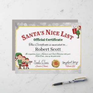 Festive Santa's Christmas nice list add name Custom Letterhead