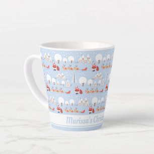 Festive Santa's Christmas Village and Fun Reindeer Latte Mug