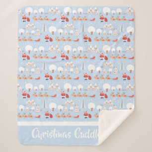 Festive Santa's Christmas Village and Fun Reindeer Sherpa Blanket