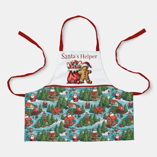 Festive Santa's helper unisex kids Apron (Front)
