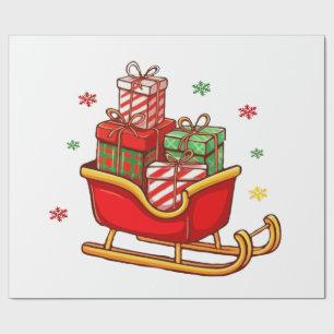 Festive Santa's Sleigh Full of Christmas Presents Wrapping Paper