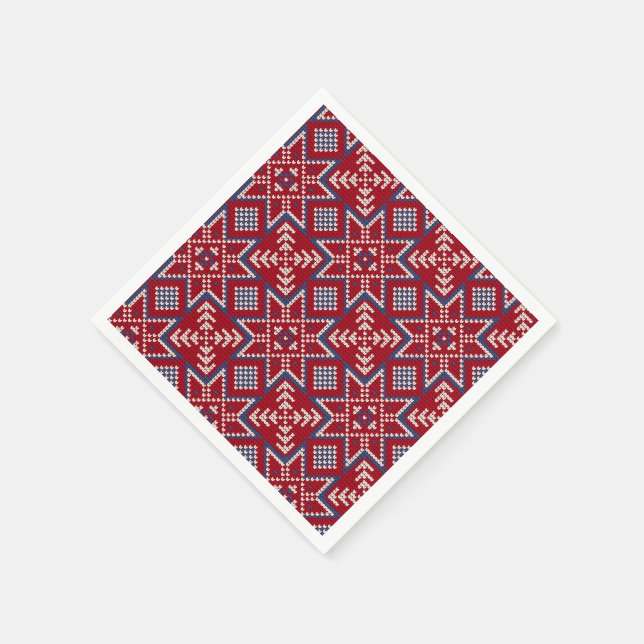 Festive Scandinavian Sweater Pattern Napkin (Corner)