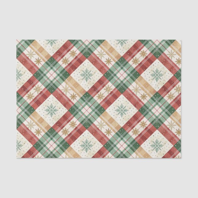 Festive Scottish Tartan Plaid Holiday Pattern Art Tissue Paper (Front)
