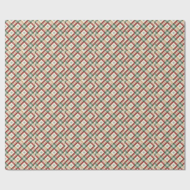 Festive Scottish Tartan Plaid Holiday Pattern Art Wrapping Paper (Flat)