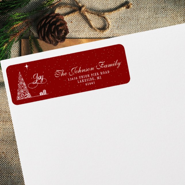 Festive Script Christmas Tree Red Return Address (Creator Uploaded)