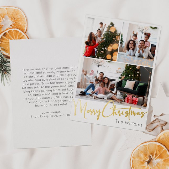 Festive Script Three-Photo Merry Christmas Gold (Creator Uploaded)