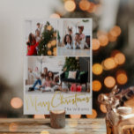 Festive Script Three-Photo Merry Christmas Gold Foil Holiday Postcard<br><div class="desc">Celebrate the season with this festive script three-photo Merry Christmas gold foil holiday featuring a touch of elegant charm. The chic design showcases a simple gold-and-white colour palette, evoking the cosy spirit of winter. Its modern and unique appeal and rustic wording create a perfect balance between seasonal and contemporary. In...</div>