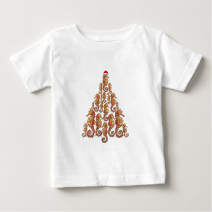 Festive Seahorse Wearing a Santa Hat for a Magical Baby T-Shirt