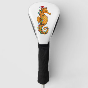 Festive Seahorse Wearing a Santa Hat for a Magical Golf Head Cover