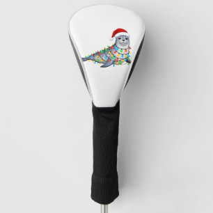 Festive Seal Covered in Christmas Lights Golf Head Cover