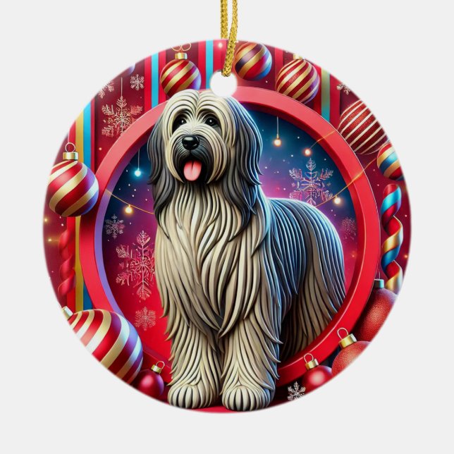 Festive Shaggy Dog With Christmas Decorations (Front)