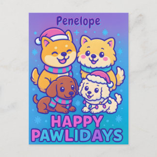 Festive Shiba Inu Poodle Dachshund Postcard